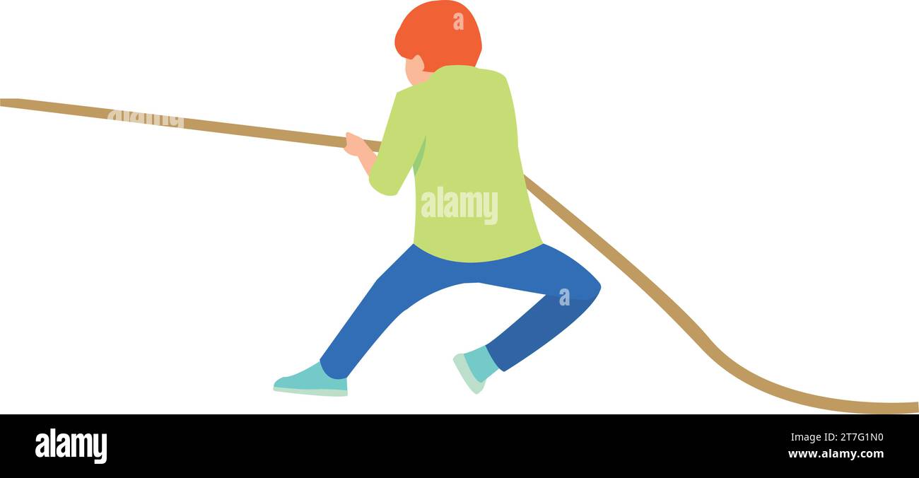 happy cute kid boy and girl play tug o war vector Stock Vector Image ...