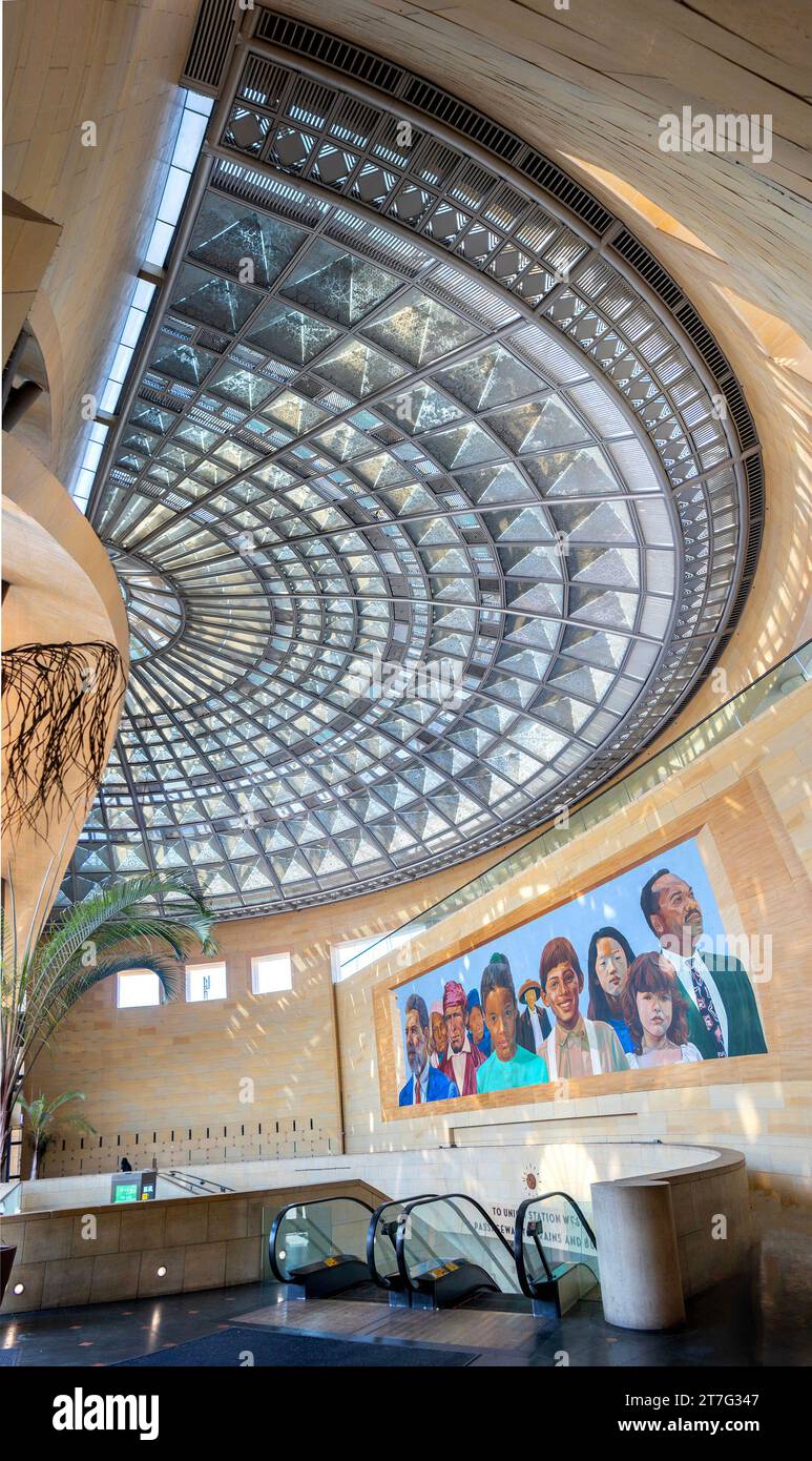 glass ceiling roof lights metro headquarters  in Union Station East, N Vignes St, Los angeles california USA Stock Photo