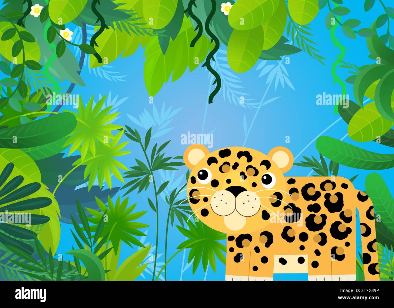 cartoon scene with safari animal cat cheetah illustration for kids