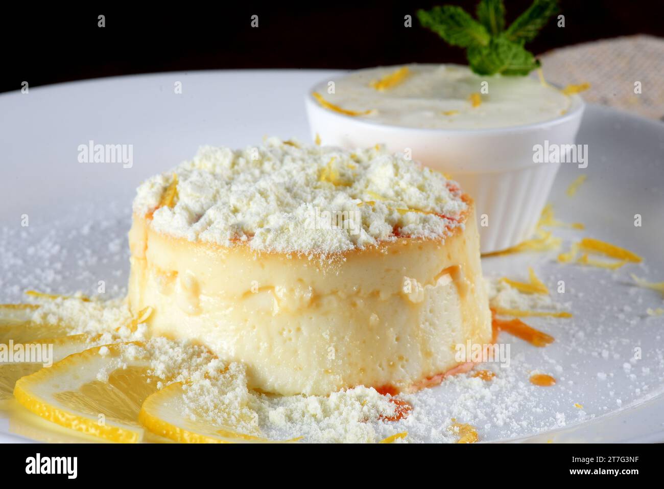 Condensed milk and egg yolk pudding with delicious syrup dripping with