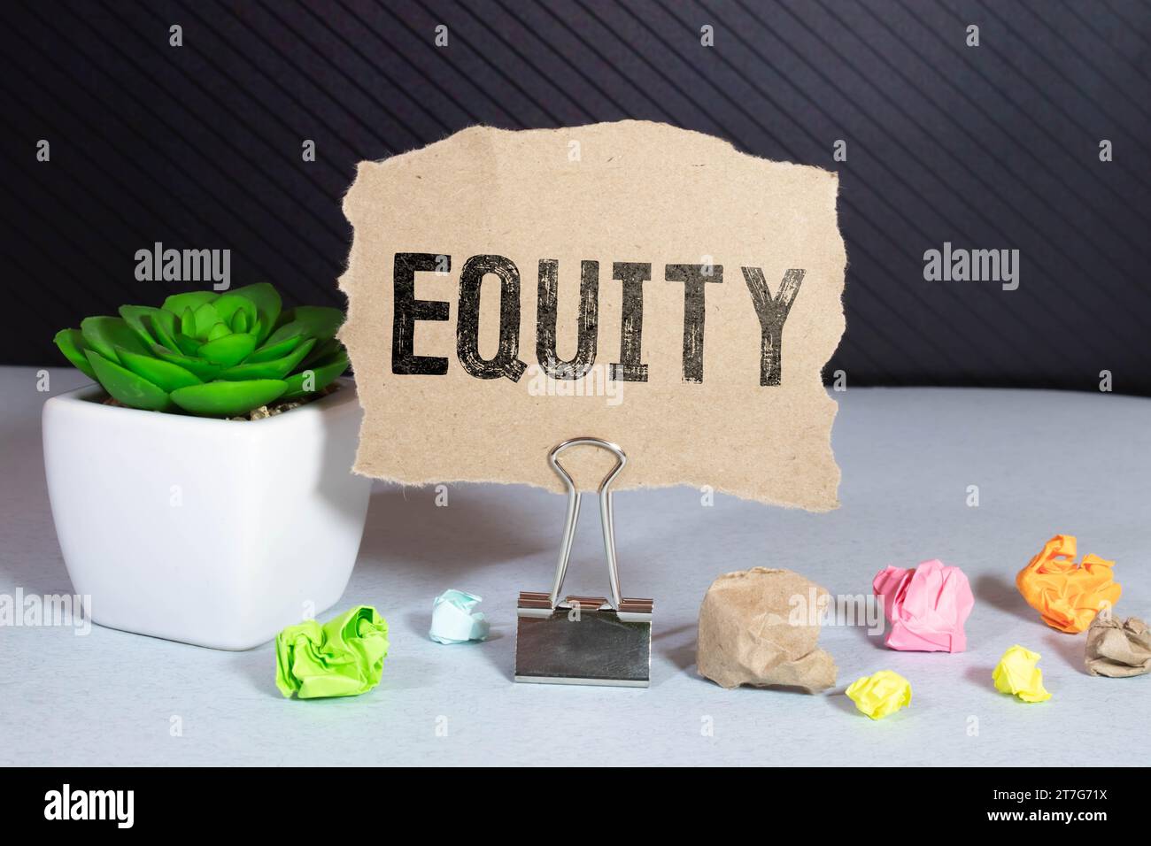 EQUITY symbol. Wooden blocks with word equity on white background. Business, Equity concept. Stock Photo