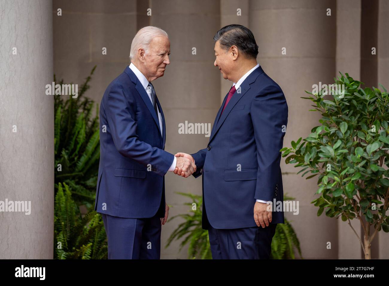 Woodside, United States. 15th Nov, 2023. United States President Joe Biden greets President Xi Jinping of the People's Republic of China on Wednesday, November 15, 2023, in Woodside, California. President Xi is in the United States to attend the APEC Summit in San Francisco. White House Photo/UPI Credit: UPI/Alamy Live News Stock Photo