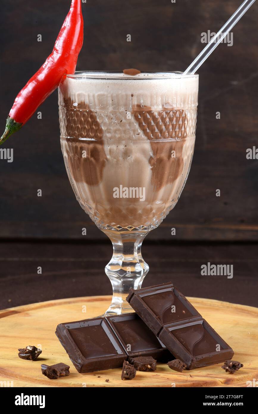 fresh tropical and healthy drink chocolate juice, natural fruit without