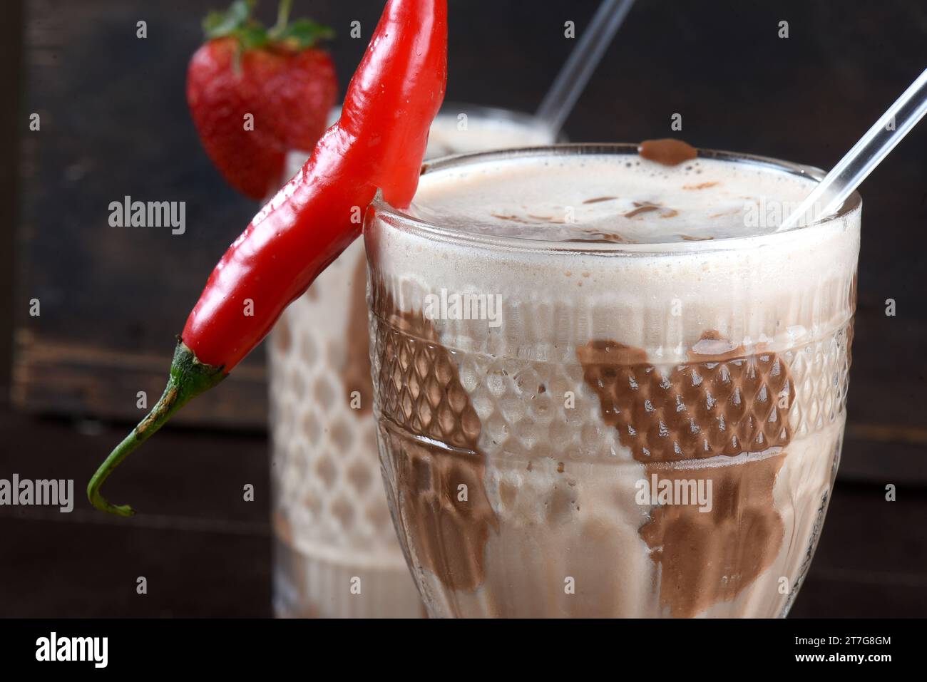 fresh tropical and healthy drink chocolate juice, natural fruit without