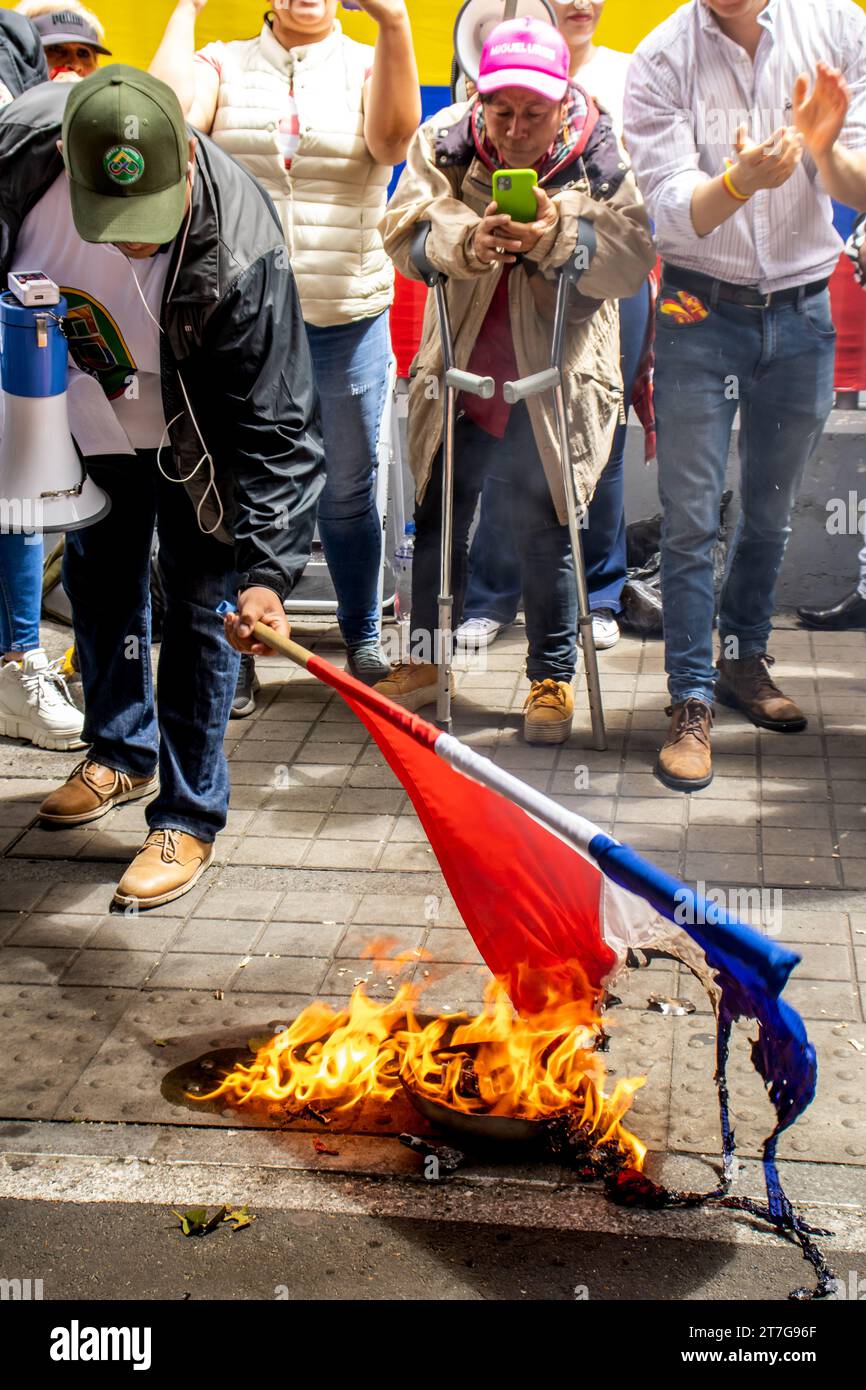 Bogota, Colombia - 14th November 2023. Citizen protest in front of the