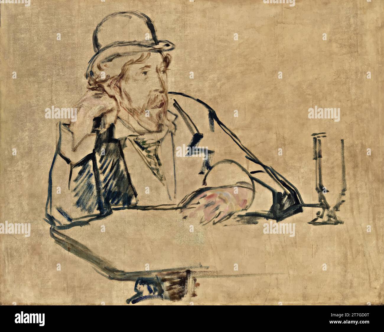 'George Moore (1852–1933) at the Café by Manet, Edouard  / French' Stock Vector