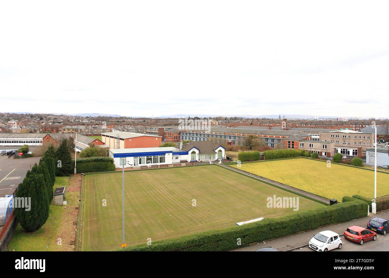 view of the bowling club and bowling green as seen from the top floor