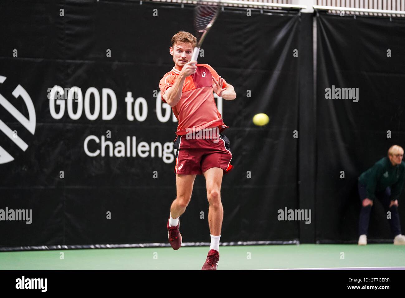 Stockholm, Good To Great tennis academy, Sweden, 11 15 2023, David Goffin against Alibek Kachmazov. David Goffin. Stock Photo