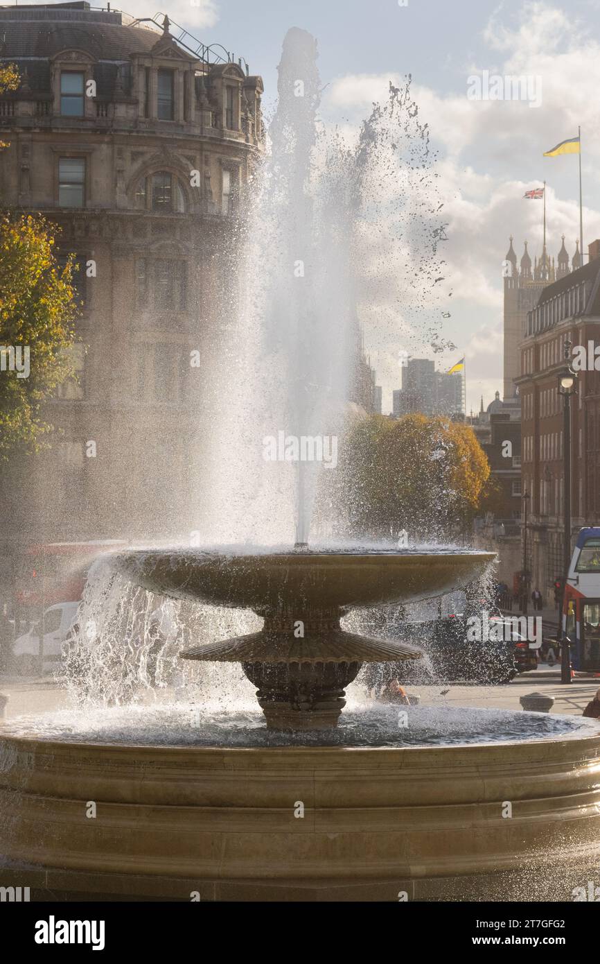 Trafalgar Square in the City of Westminster, in Central London Stock Photo