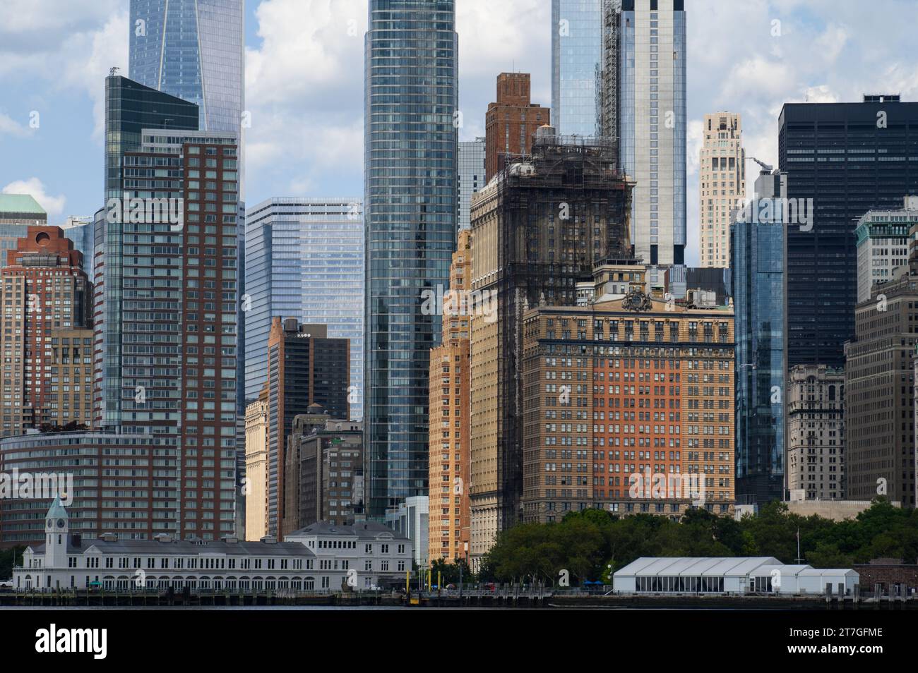 Closeup of the Manhattan Skyline in New York Stock Photo