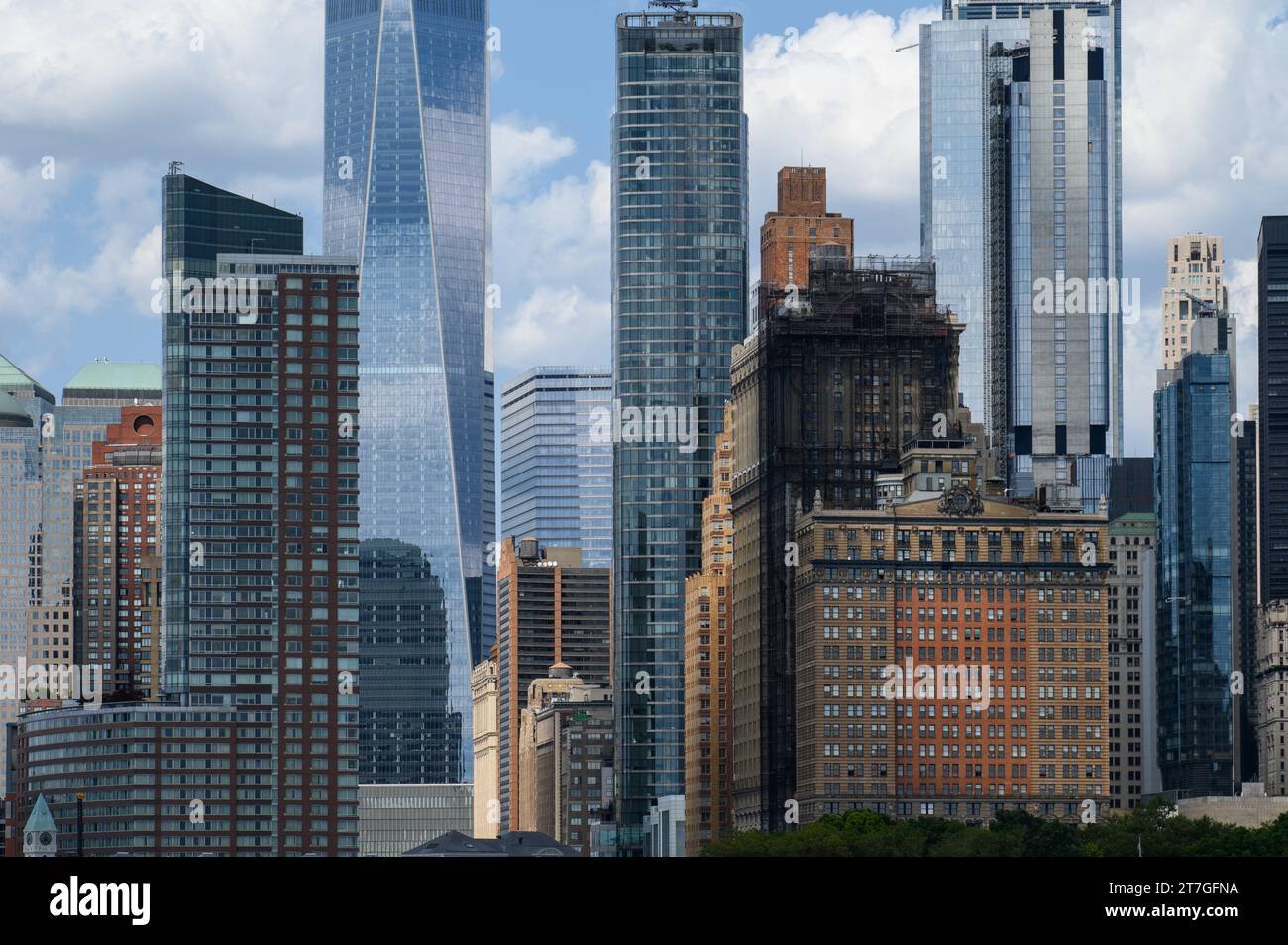 Closeup of the Manhattan Skyline in New York Stock Photo