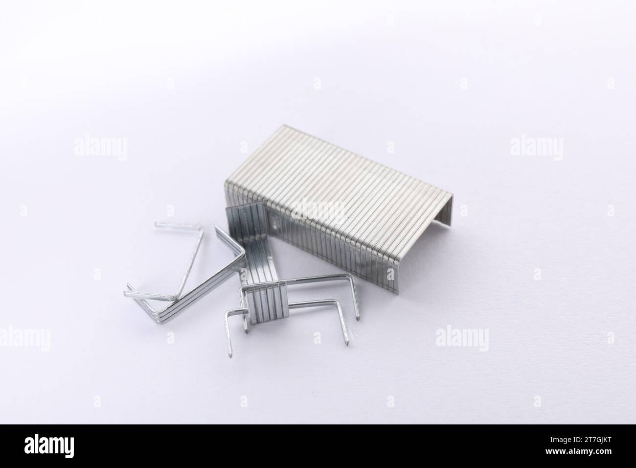 Staple gun refills on white background. Office supplies Stock Photo Alamy