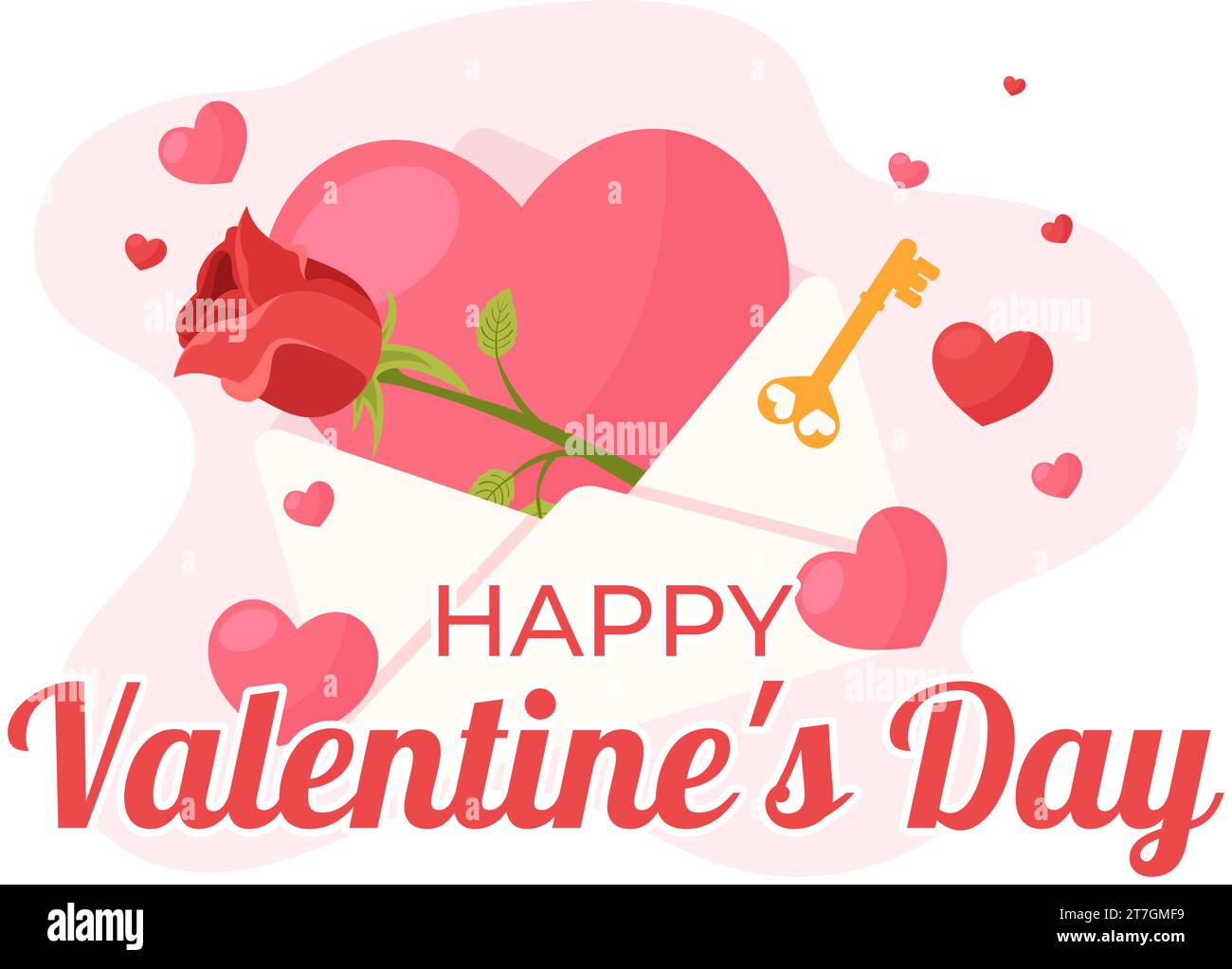 Happy Valentine's Day Vector Illustration on February 14 with Heart or Love for Couple Affection in Flat Valentine Holiday Cartoon Pink Background Stock Vector