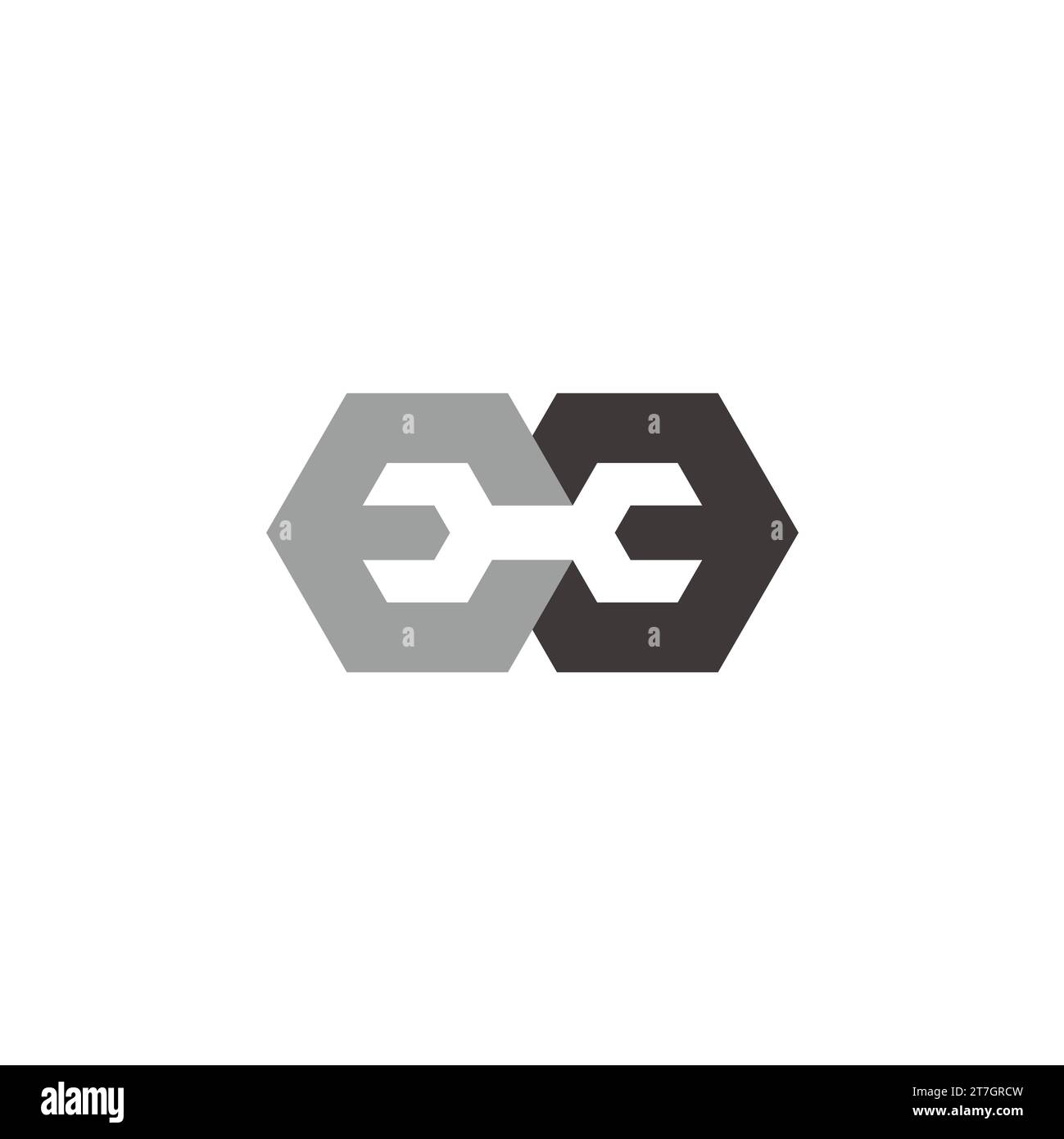 letter e shadow wrench paper design logo vector Stock Vector