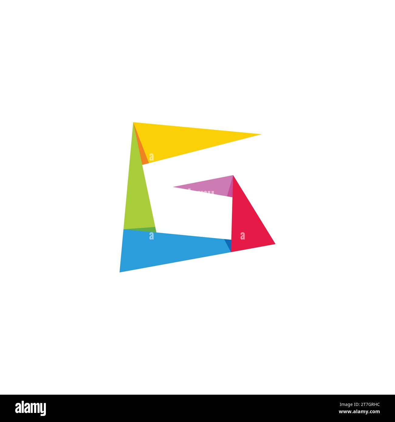 letter g colorful paper fold shadow 3d flat logo vector Stock Vector