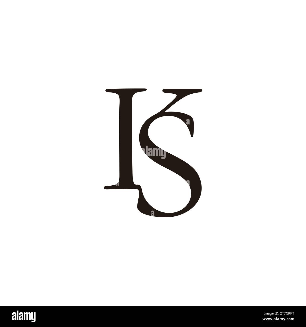 letter ks simple linked font serif logo vector Stock Vector
