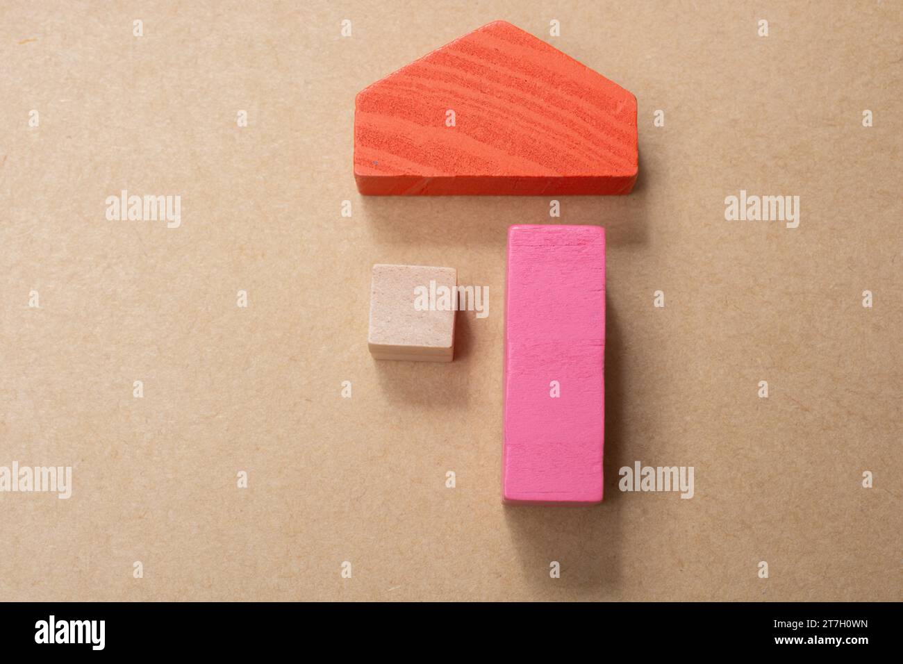 House from wooden blocks as concept of buying, selling, renting real estate, building and eco style Stock Photo