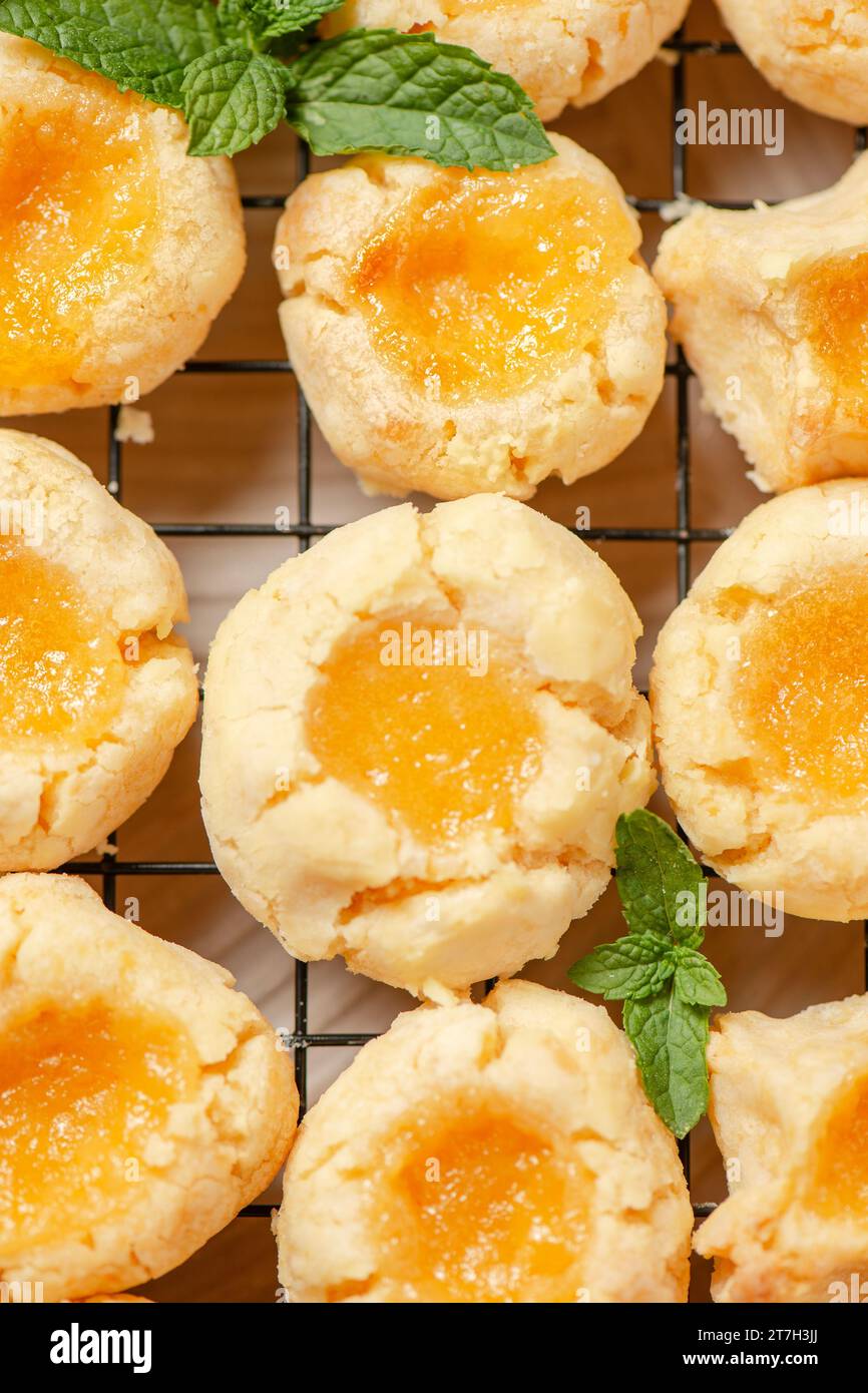 Delicious zesty and buttery lemon curd cookies freshly baked Stock Photo
