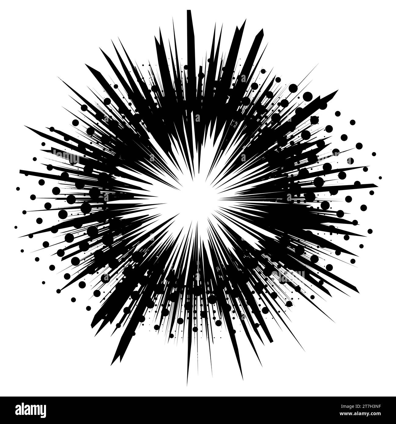 Monochrome vector illustration of comic explosion, comic blast isolated on white Stock Vector