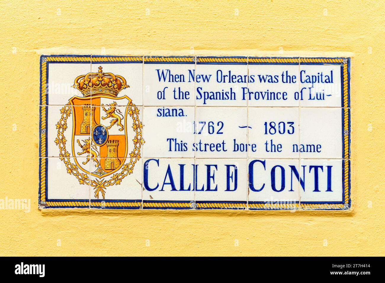 old street name Calle de Conti on tiles in the French quarter in 