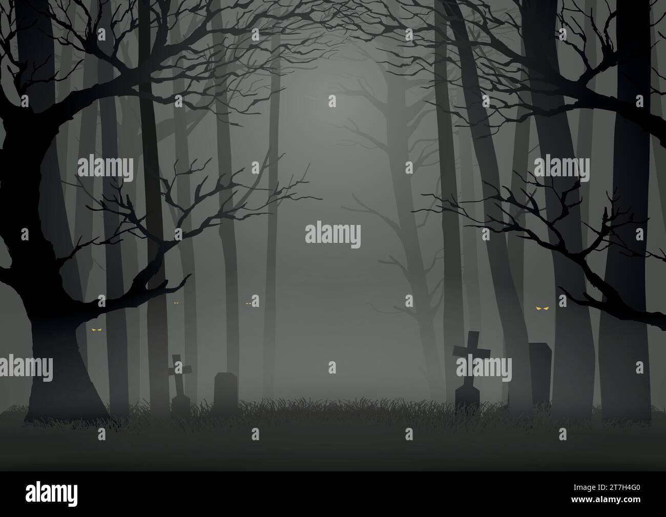 silhouette-illustration-of-trees-in-the-dark-scary-woods-for-halloween