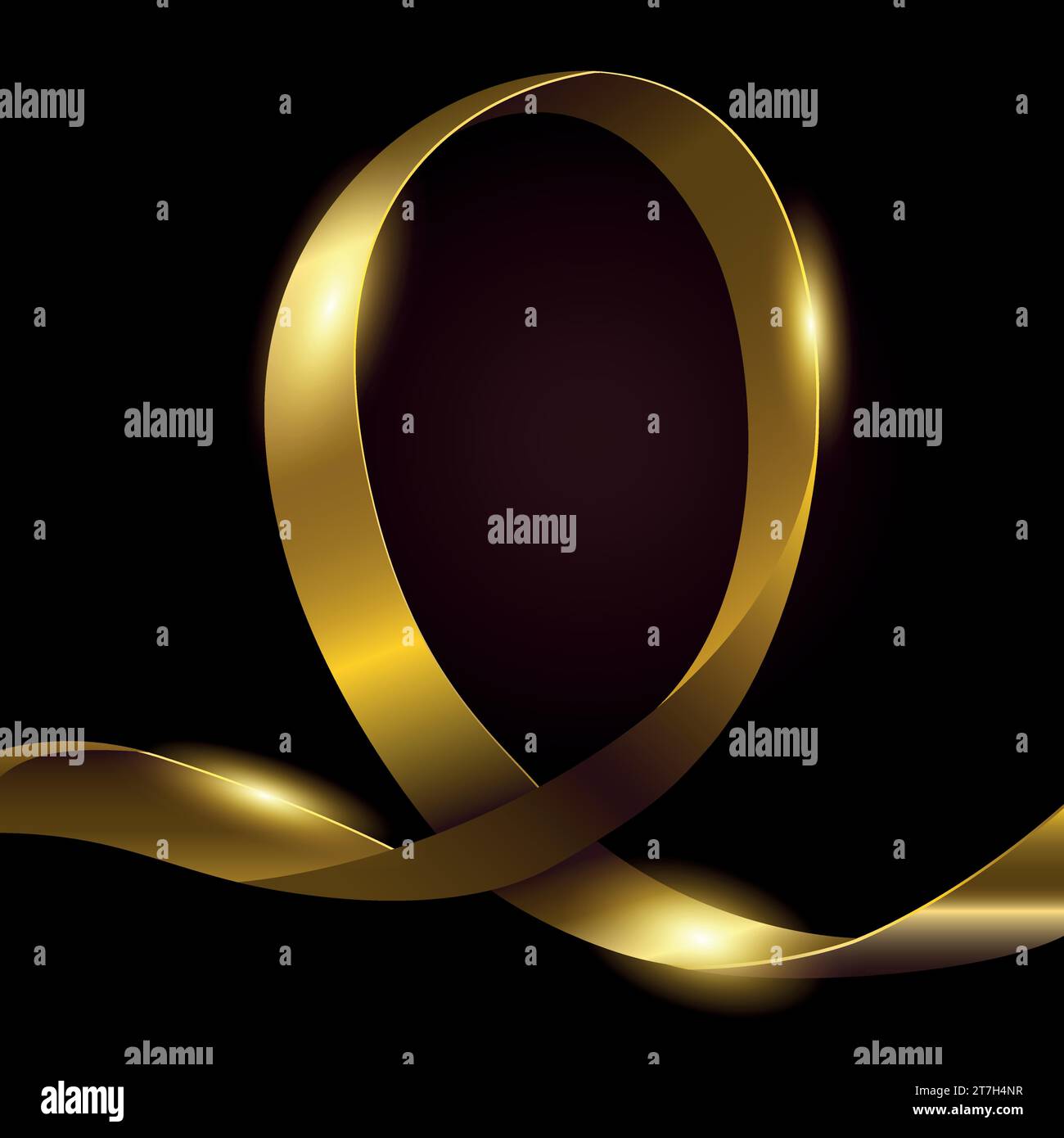 Golden ribbon vector illustration, background template with copy space ...