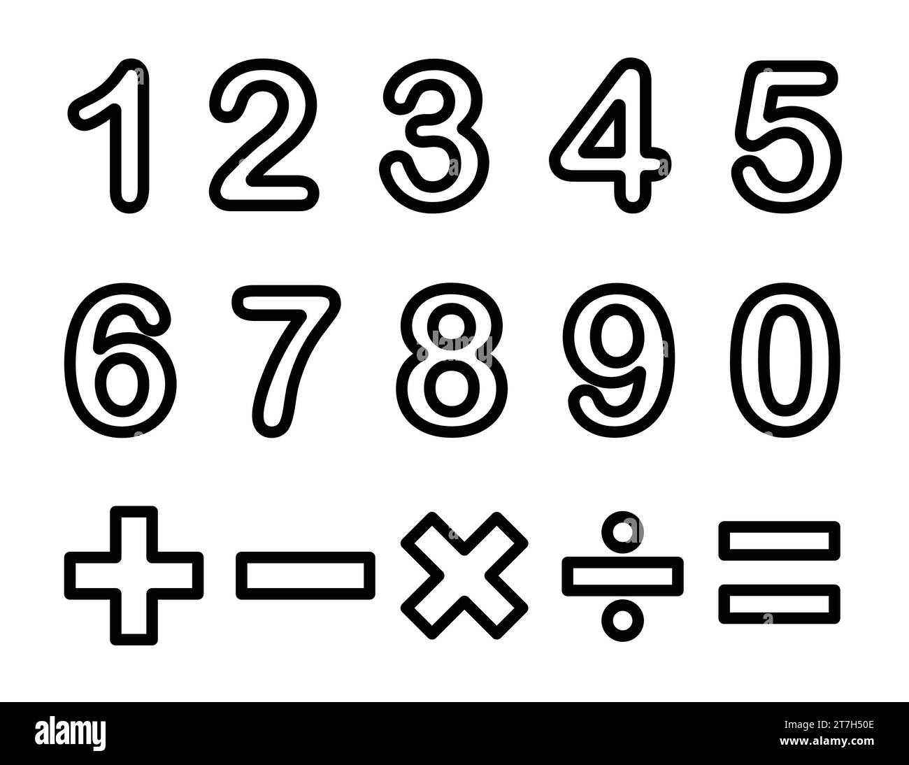 Numbers And Mathematics Symbols Coloring Page For Children Stock Vector