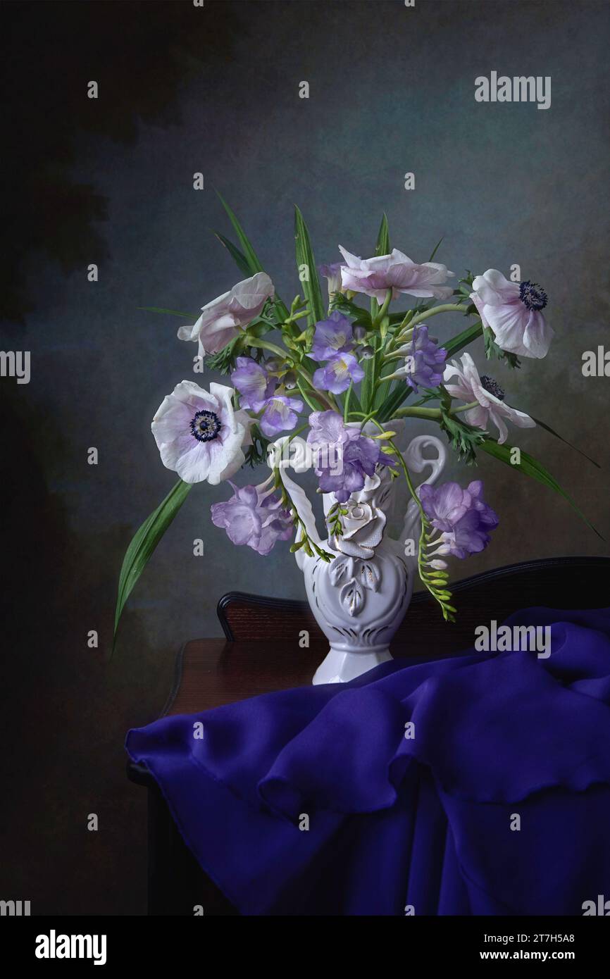 Still life with bouquet of flowers Stock Photo - Alamy