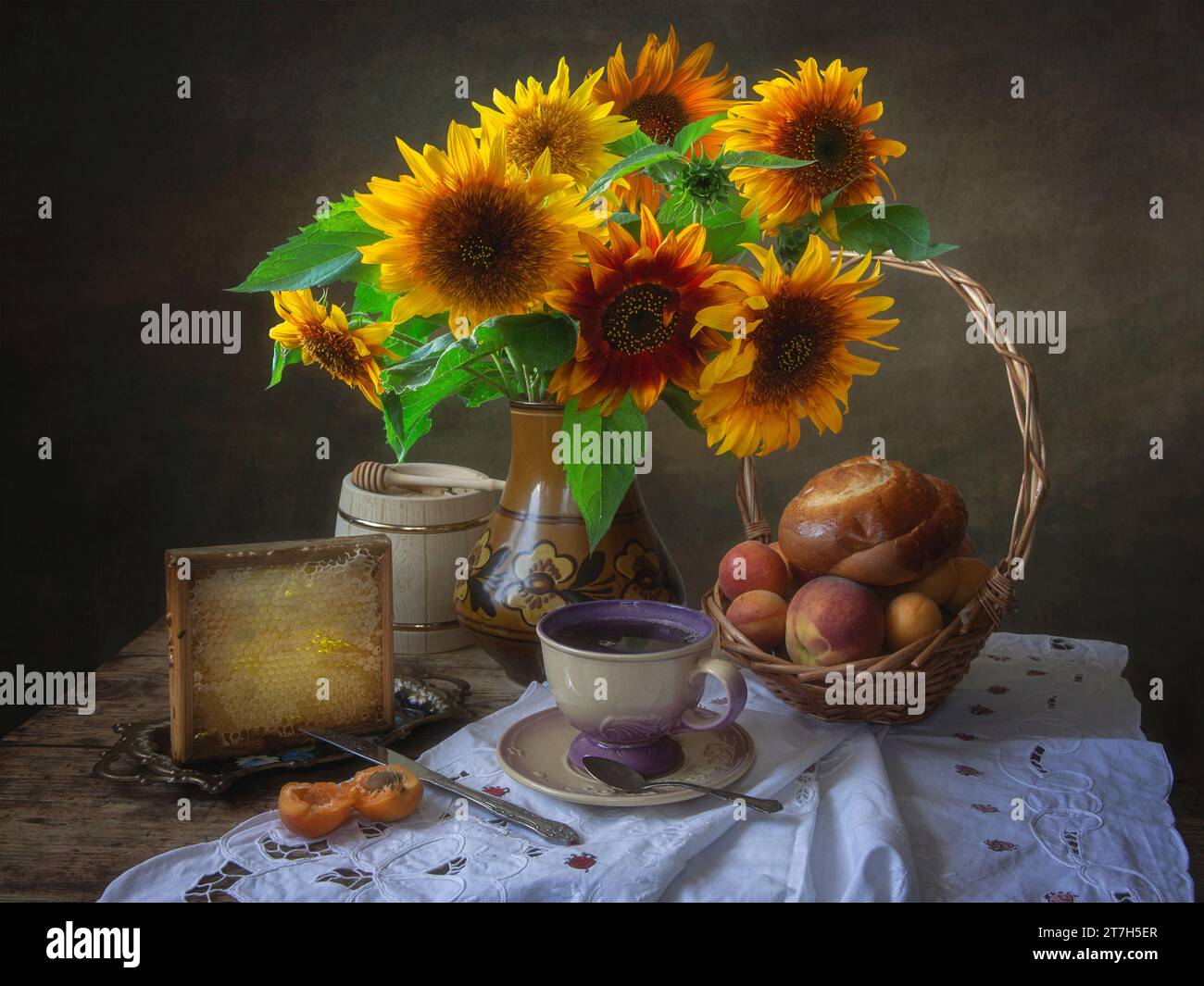 Still life with bouquet of flowers Stock Photo - Alamy