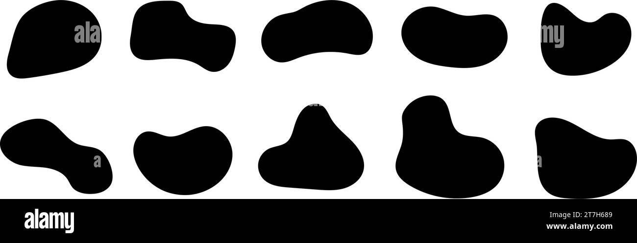 Abstract organic shapes collection. Irregular liquid forms set. Black ...