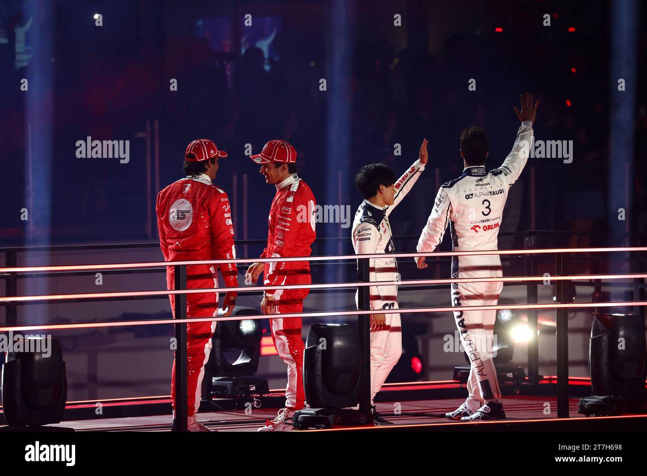 L to R): Charles Leclerc (MON) Ferrari and Yuki Tsunoda (JPN L to R): Charles Leclerc (MON) Ferrari and Yuki Tsunoda (JPN