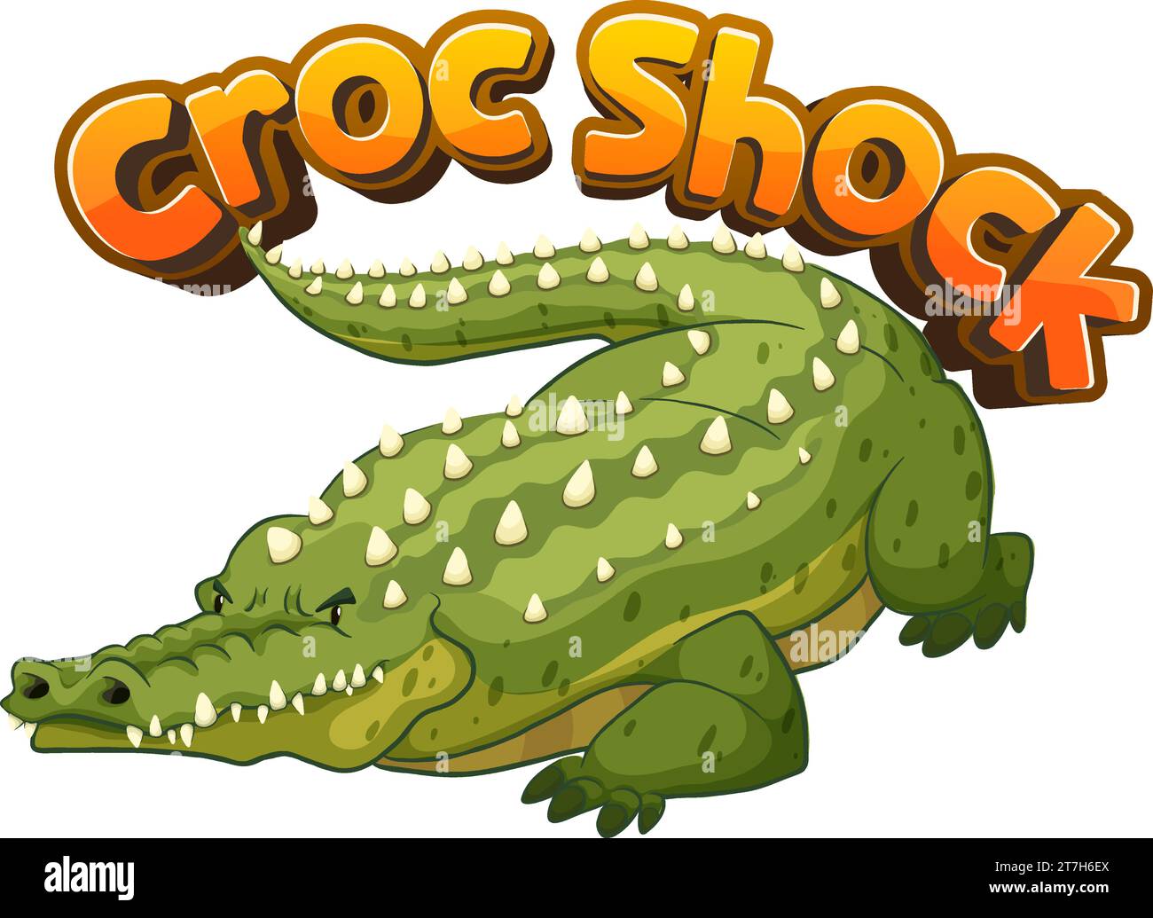 A hilarious vector illustration of a cute crocodile with a shocking