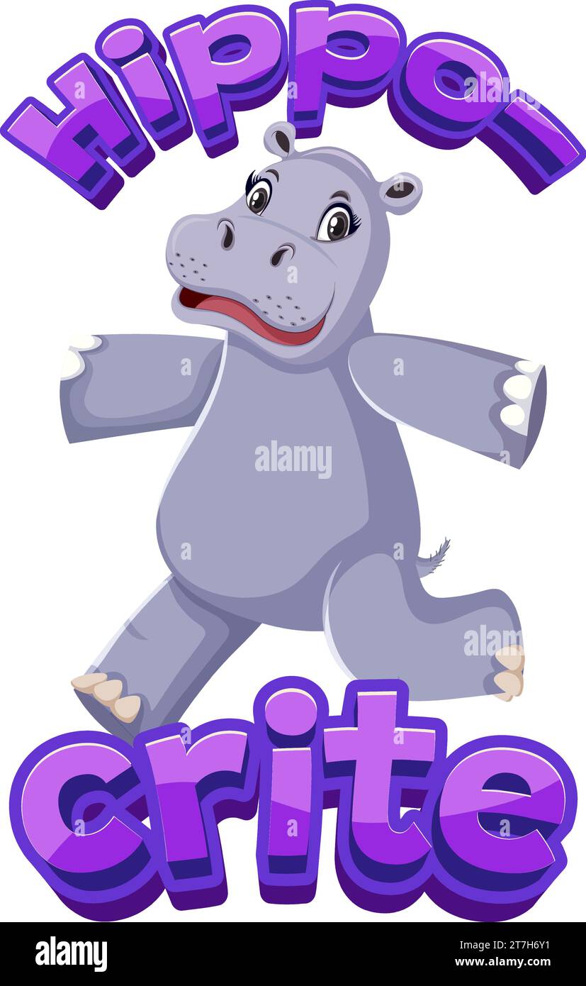 A hilarious cartoon illustration featuring a hypocritical hippo Stock