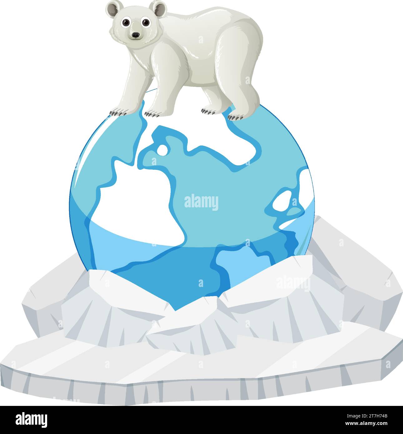 Vector cartoon illustration of a polar bear walking on a floe ...