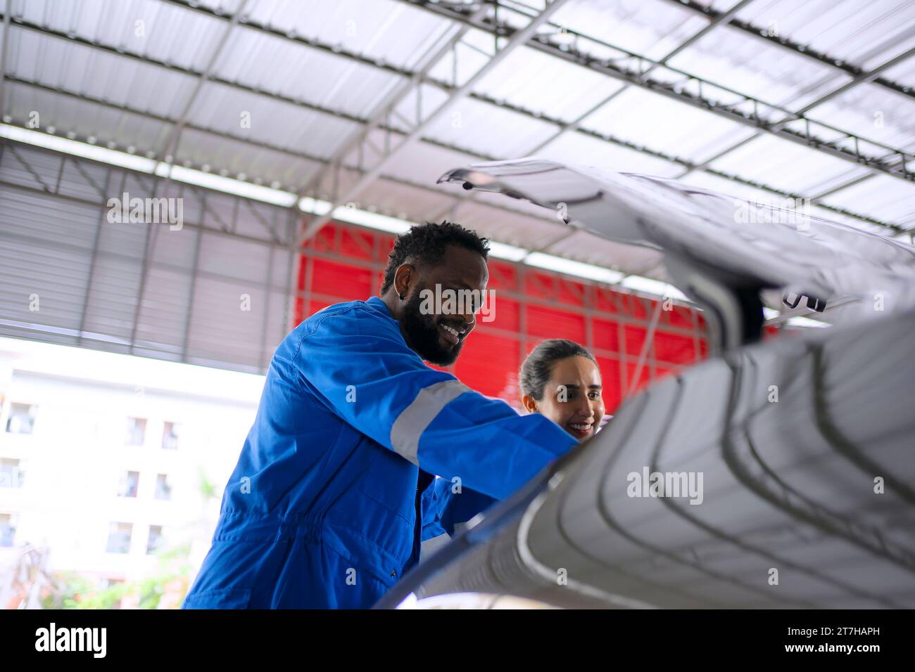 Mechanic work at auto repair shop. Small business and engineering concept. Stock Photo