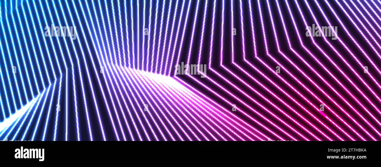 Blue and purple neon laser glowing curved 3d lines abstract tech ...