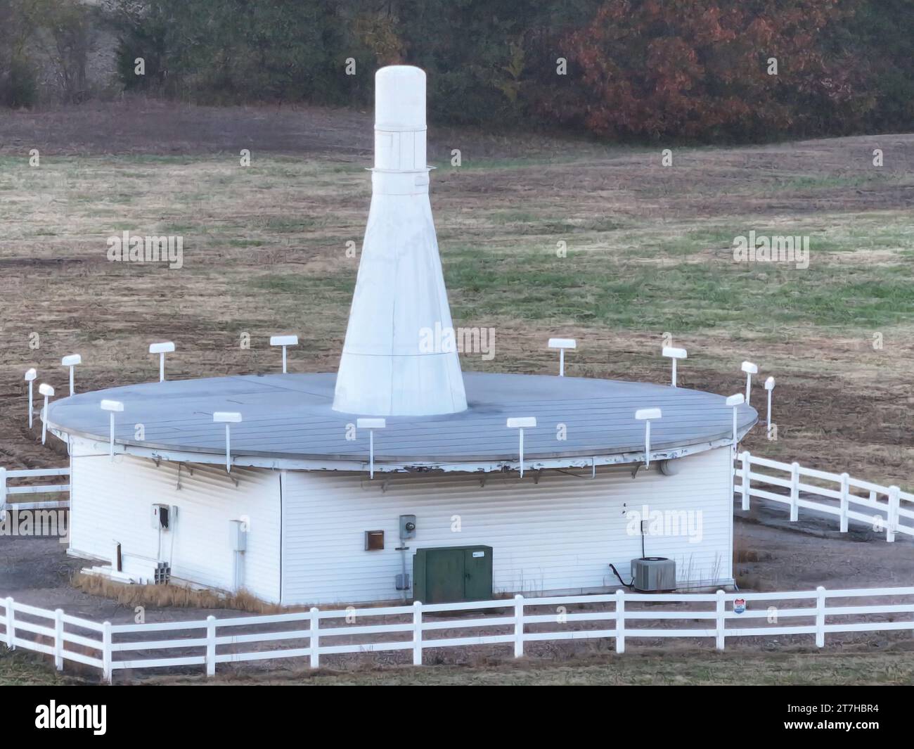 The Fort Smith VORTAC avionics station in Crawford County in Arkansas Stock Photo