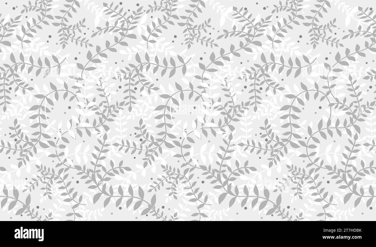 Horizontally And Vertically Repeatable Vector Seamless Monochrome Botanical Pattern. Stock Vector