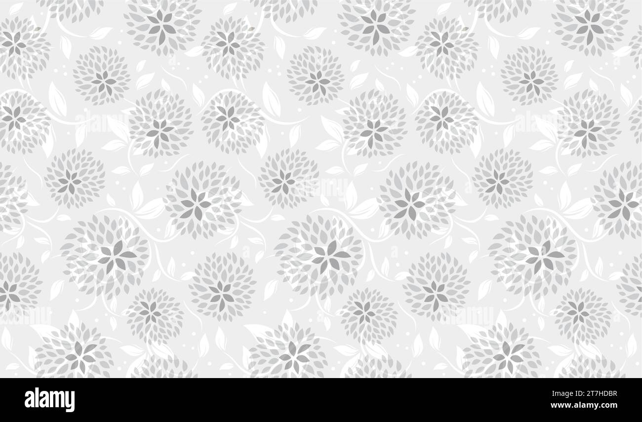 Horizontally And Vertically Repeatable Vector Seamless Monochrome Floral Pattern. Stock Vector