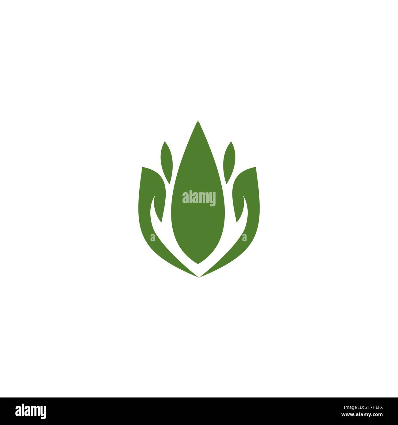 Hand Leaf Nature Logo Design Stock Vector