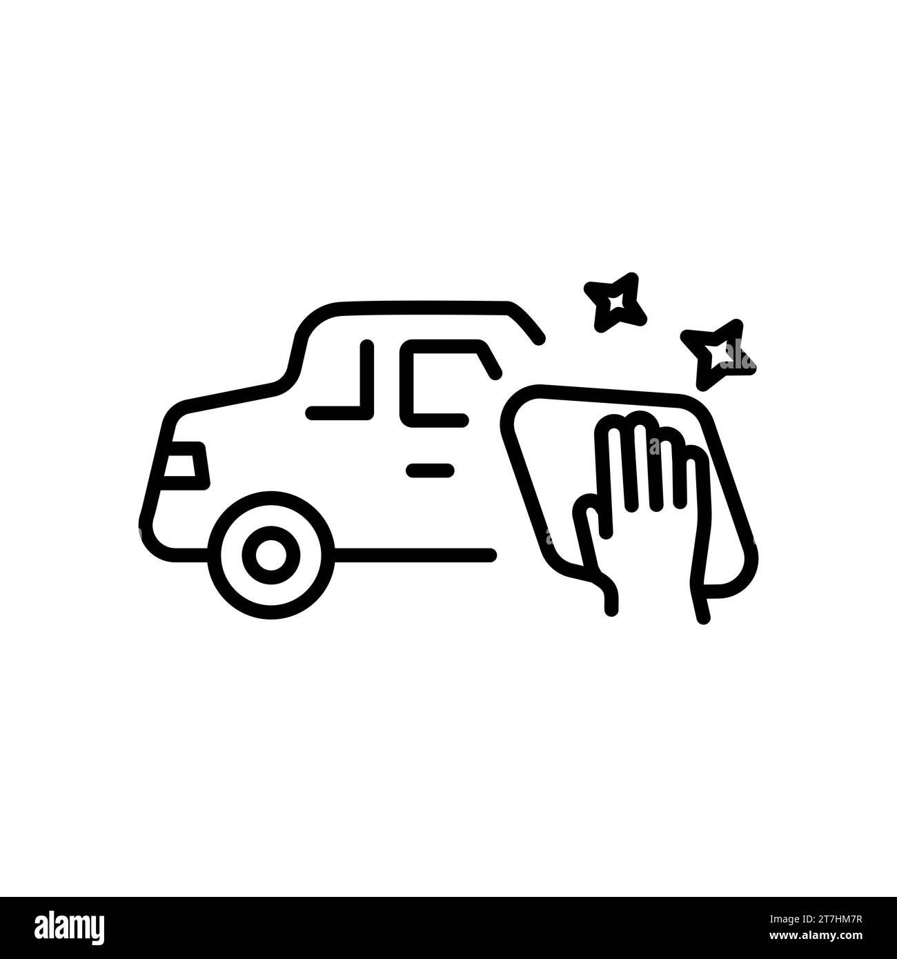 Car disinfection icon. Concept of public transport and taxi service covid safety measures. Editable stroke vector illustration Stock Vector
