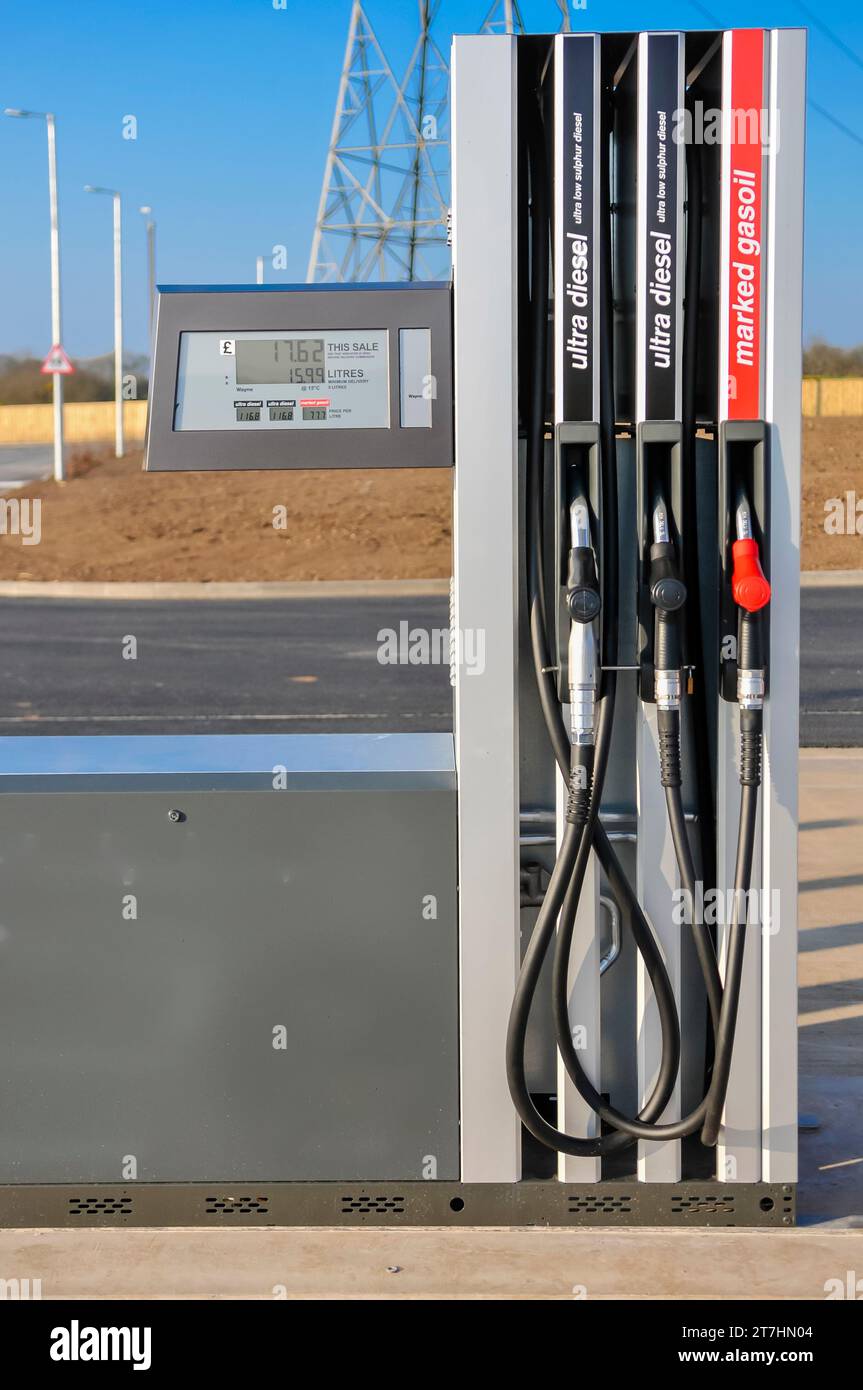 Diesel pump at a motorway service station for trucks and lorries, also
