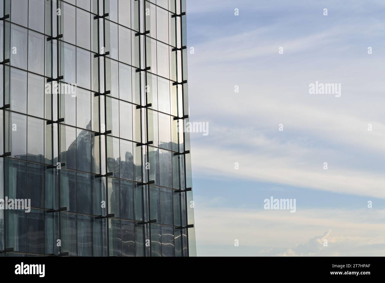 Detail of the curtain wall facade of Marina Bay Sands, an integrated