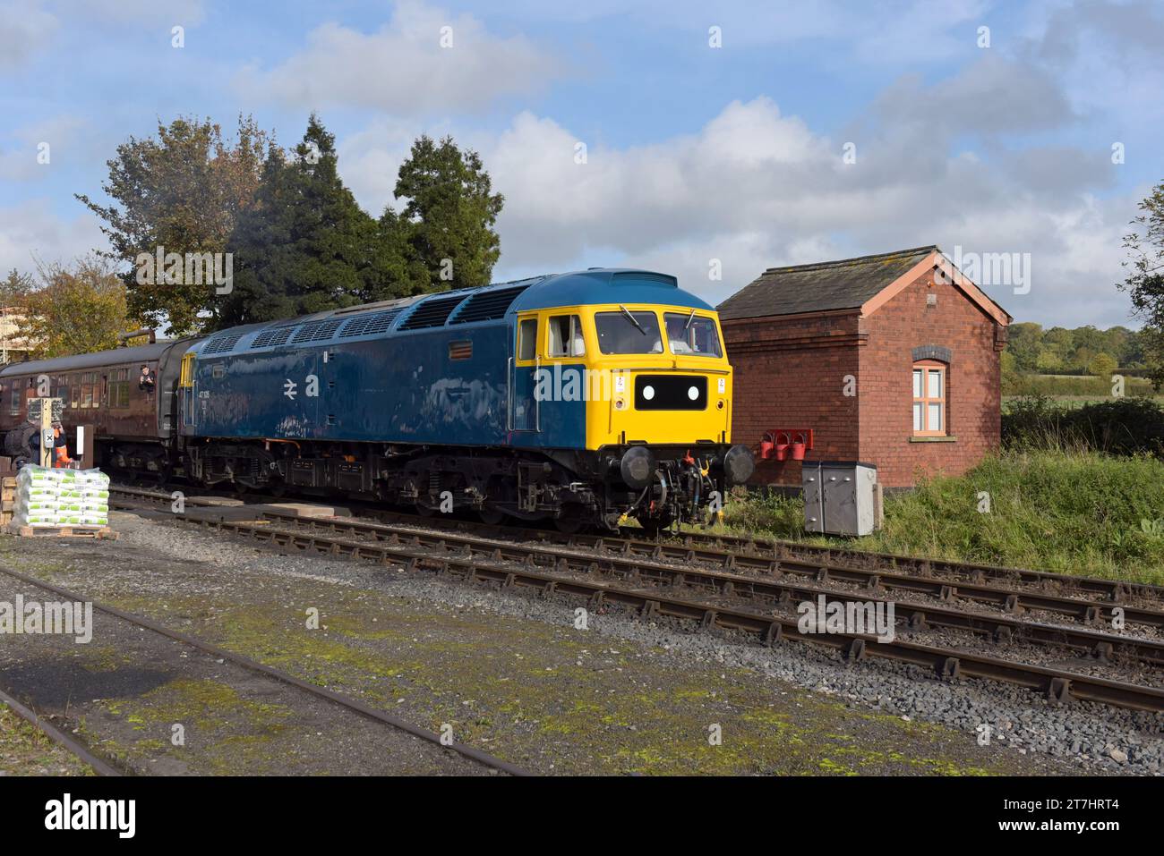 Ex BR diesel loco 47105 at Toddington Station on the Gloucestershire Warwickshire  heritage Railway, Oct 2023 Stock Photo