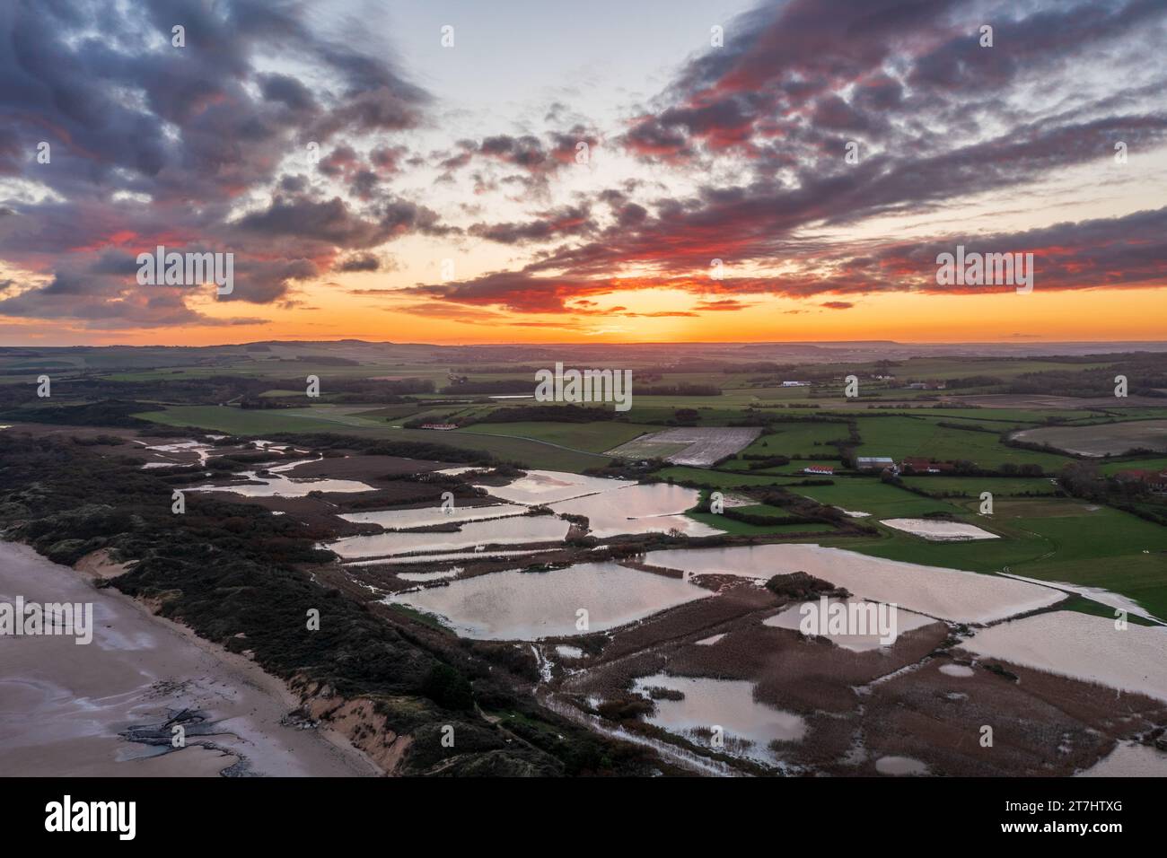 La marais de Tardinghen au lever de soleil, Côte d'Opale Stock Photo