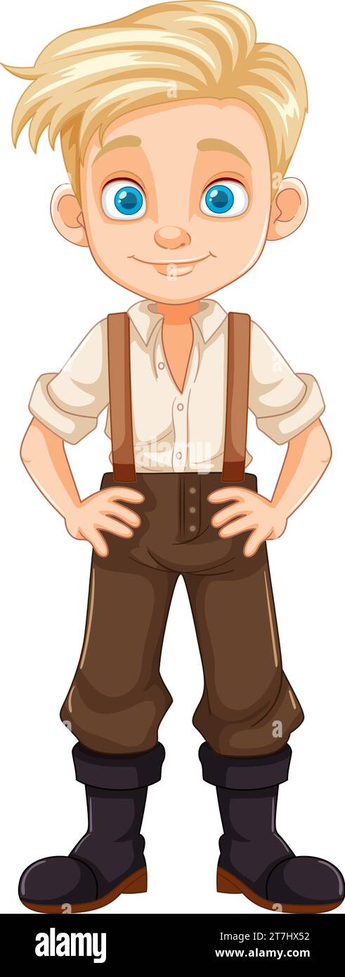An isolated cartoon character of a handsome farmer boy Stock Vector ...
