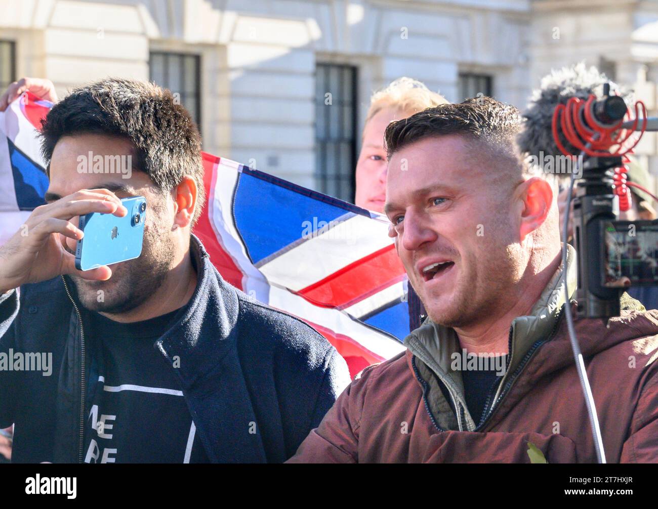 Stephen YaxleyLennon (aka Tommy Robinson) leaving Whitehall after
