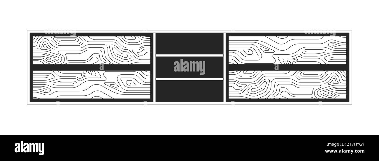 Console table home black and white 2D line cartoon object Stock Vector