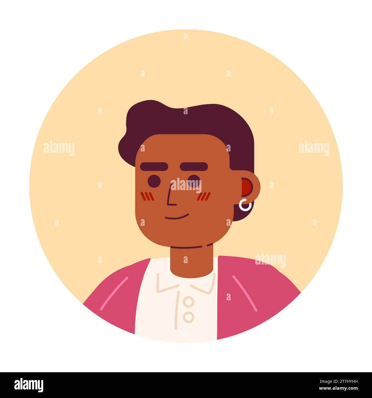 Hoop earring black young man relaxed standing 2D vector avatar illustration Stock Vector