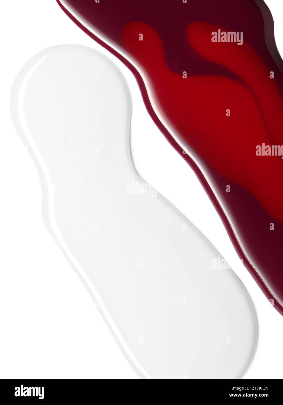 Red nail polish and clear base coat composition shapes of texture